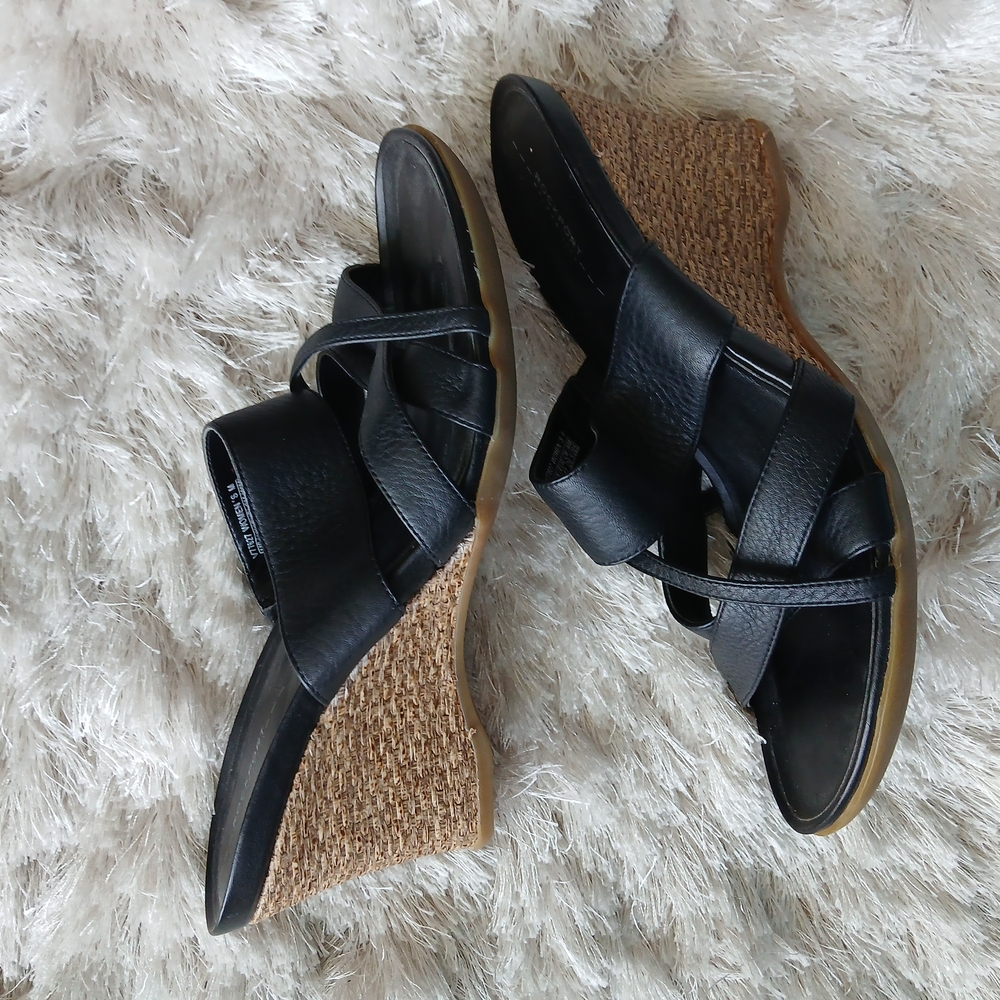 Elegant Black Wedge Sandals